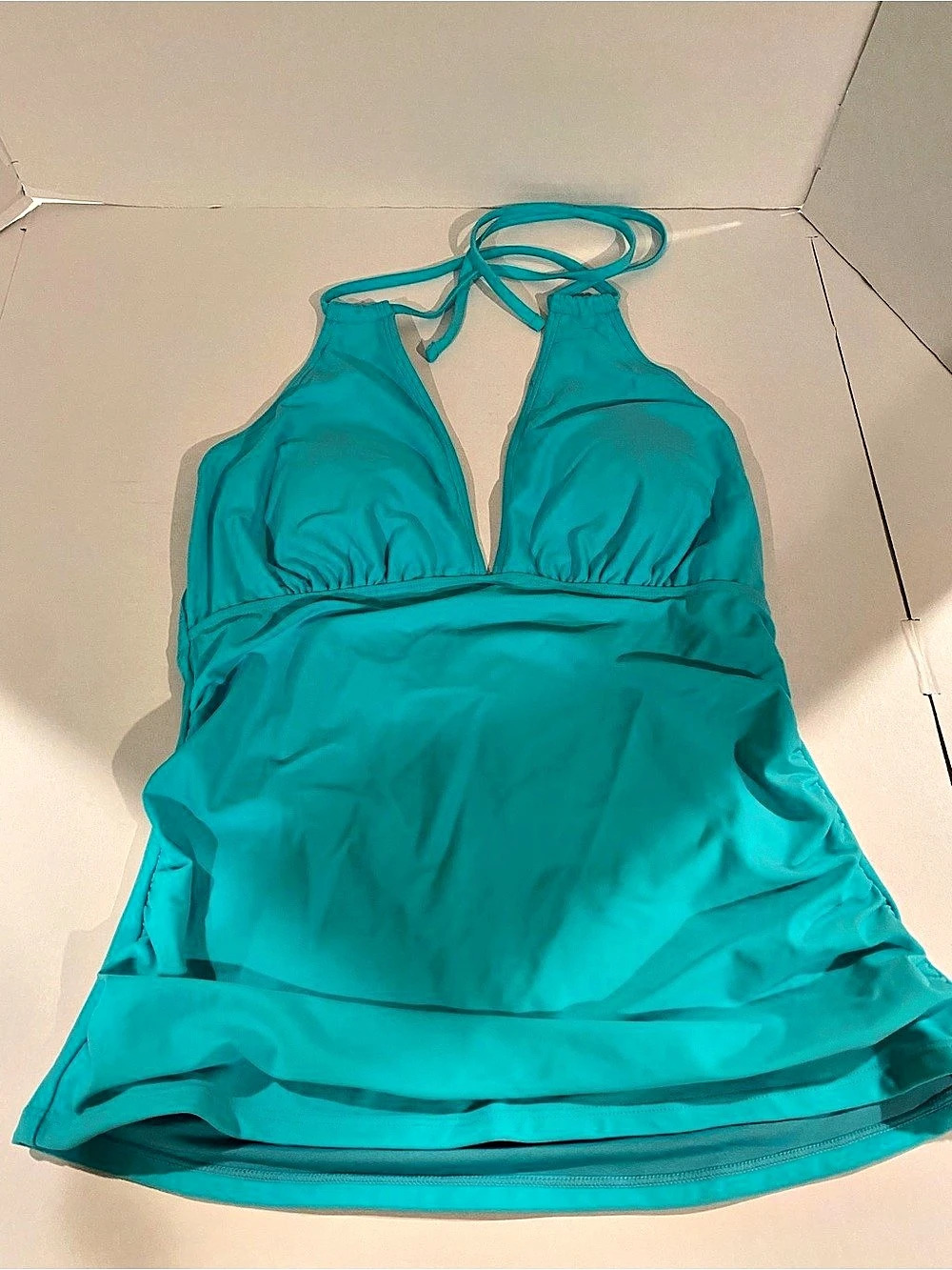 YONIQUE Halter V-Neck Tummy Control Tankini Top Green